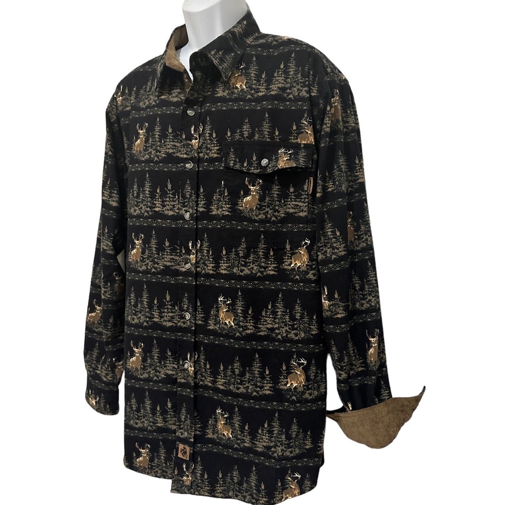 Legendary Whitetails Mens Shirt Deer Brushed Cotton Corduroy Flip Cuff‎ L Tall